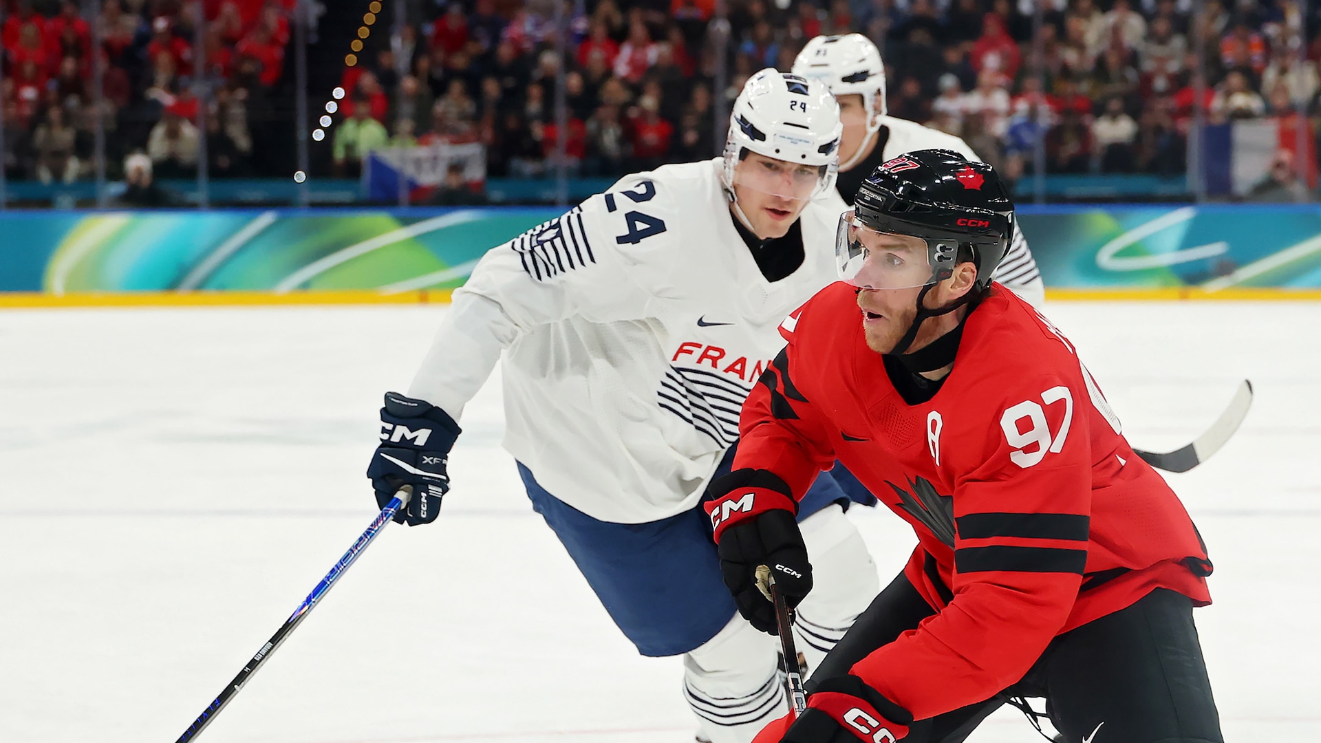 Connor McDavid in action against France.
