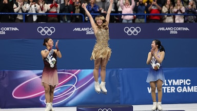 Alysa Liu jumps on the podium