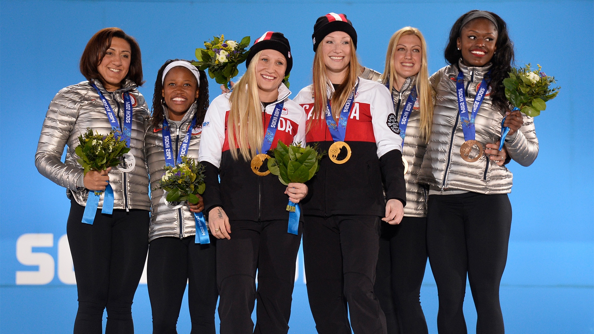 The Sochi 2014 two-woman bobsled podium