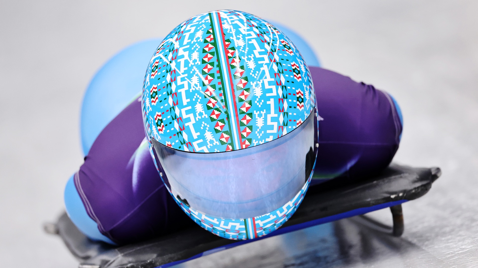 Close-up of Valentina Margaglio's skeleton helmet