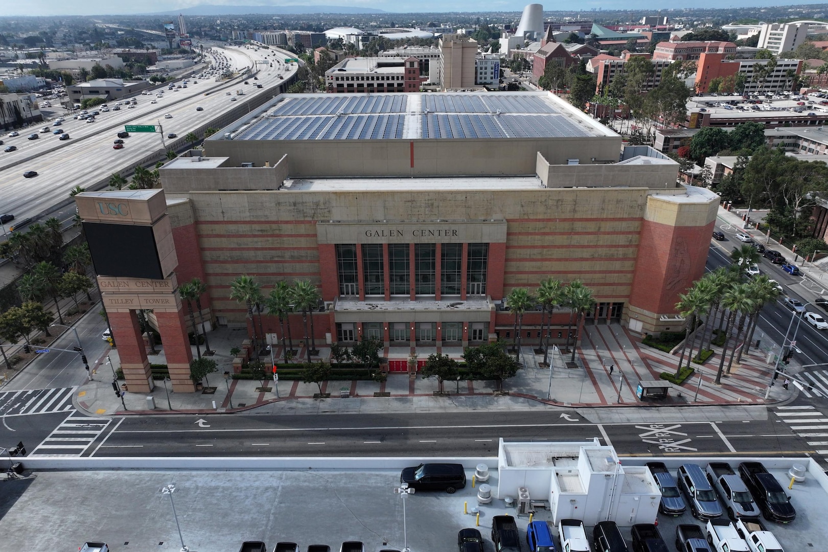 A view from above of the Galen Center in LA.