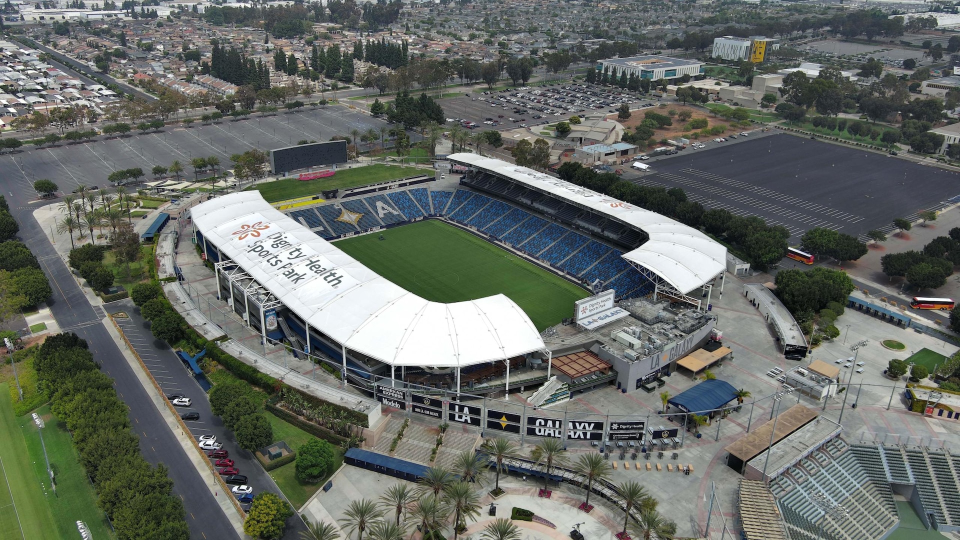 An overhead view of Carson Stadium (Dignity Health Sports Park)