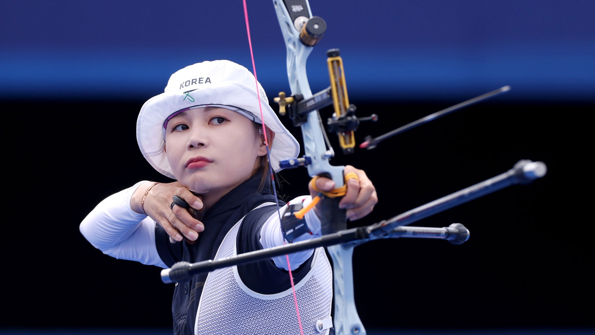 Jeon Hun-Young competes during the women's individual semifinal at the 2024 Olympic Games in Paris.