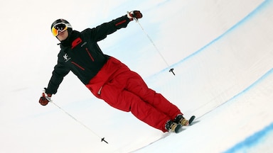 ASPEN, COLORADO - JANUARY 28: Alex Ferreira of the USA reacts after his final run in the Men's Ski SuperPipe on day 3 of the X Games Aspen 2024 on January 28, 2024 in Aspen, Colorado. (Photo by Jamie Squire/Getty Images)