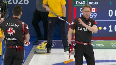 Canadian curler Marc Kennedy angrily comes down the ice