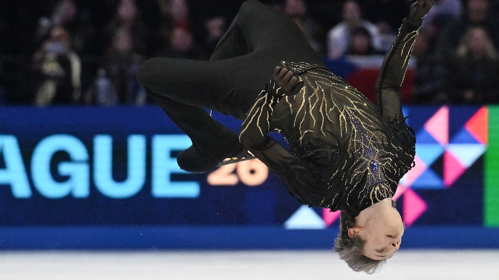 Ilia Malinin competes in the free skate at the 2026 World Figure Skating Championships.