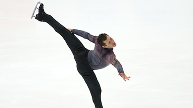 Jason Brown strikes a pose during a figure skating routine.