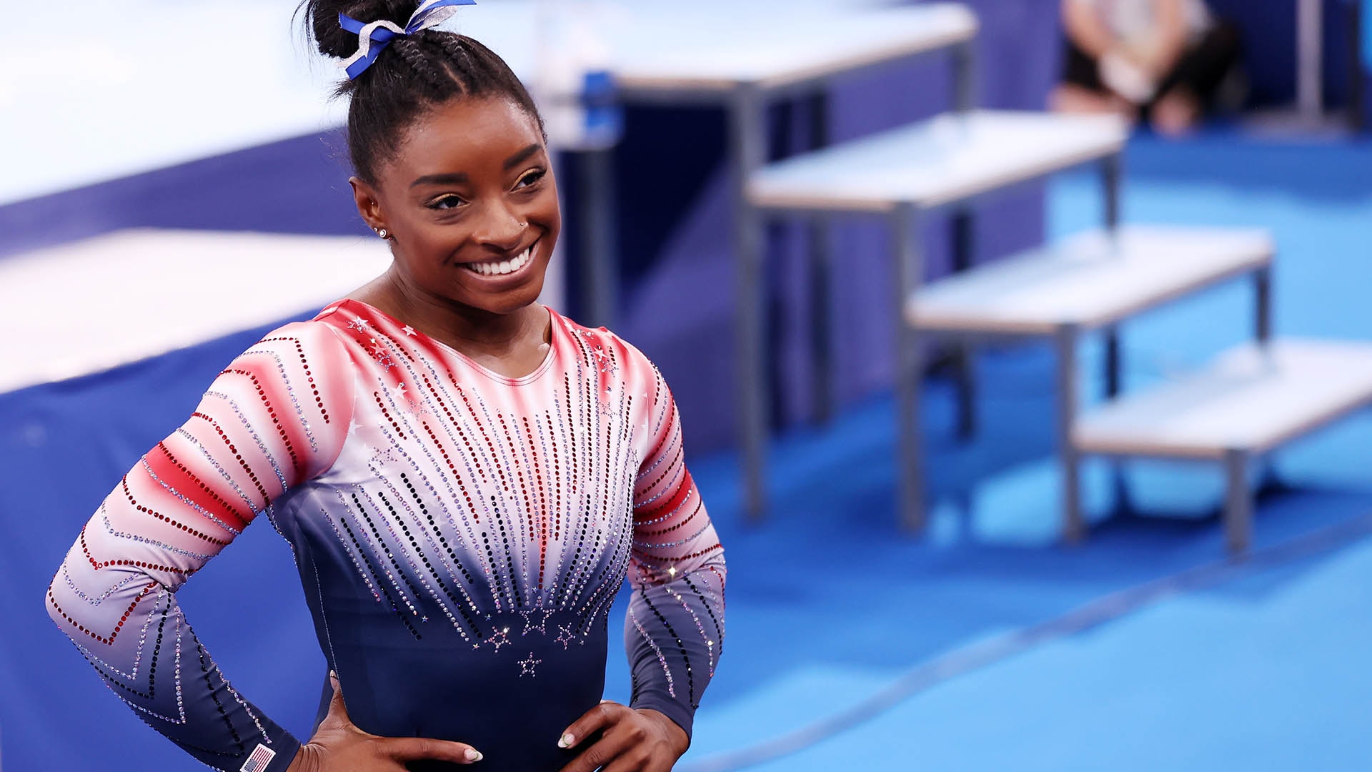 Behind the scenes: Simone Biles warms up for return on beam | NBC Olympics